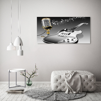 Tableau verre acrylique Guitare et microphone