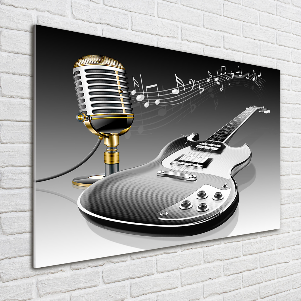 Tableau verre acrylique Guitare et microphone