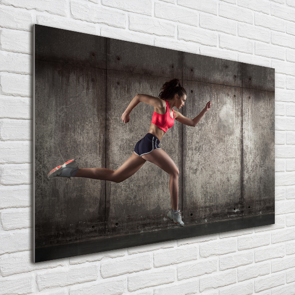 Tableau sur verre acrylique Femme en train de courir