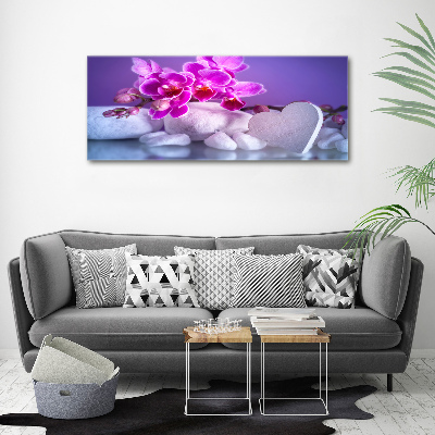 Acrylique tableau Orchidée et cœur