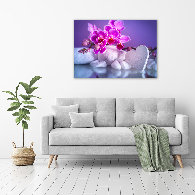 Acrylique tableau Orchidée et cœur