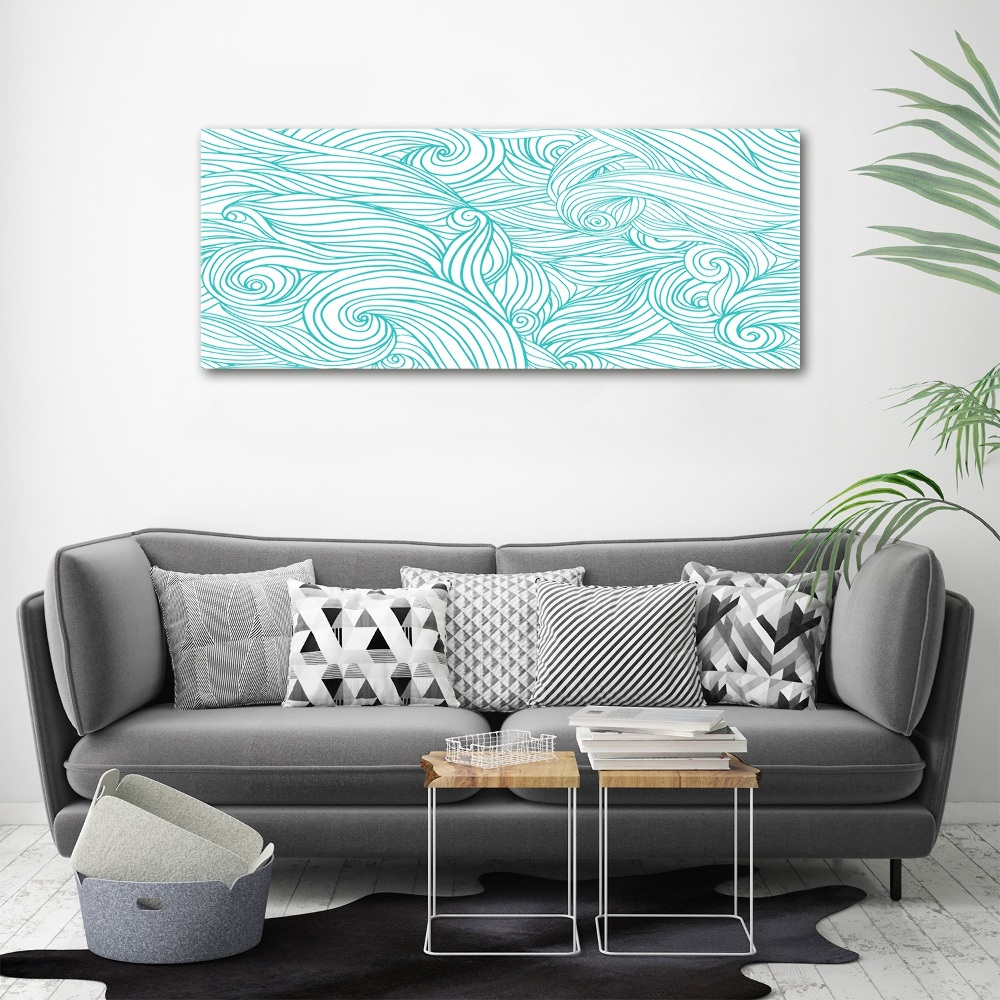 Tableau verre acrylique Vagues bleues