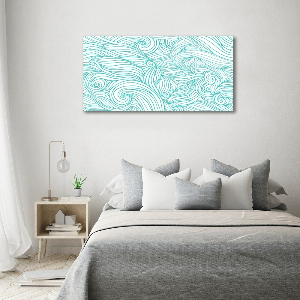 Tableau verre acrylique Vagues bleues