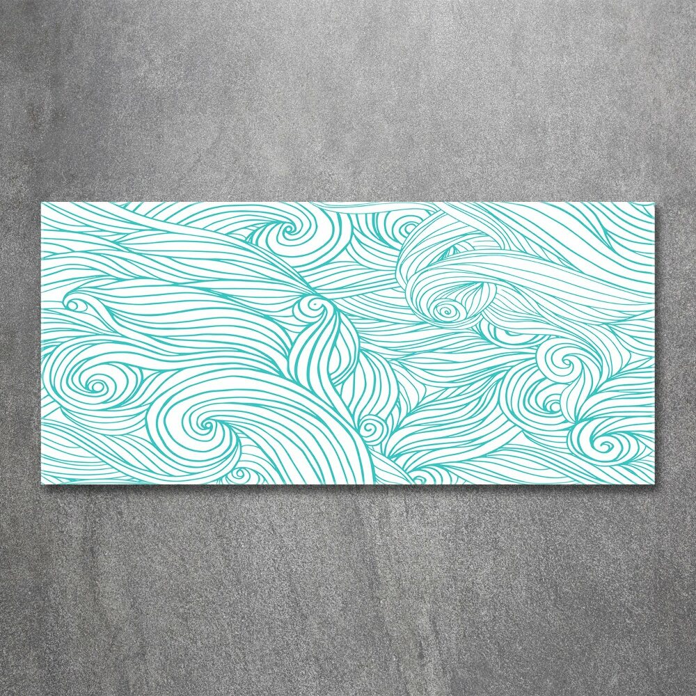 Tableau verre acrylique Vagues bleues