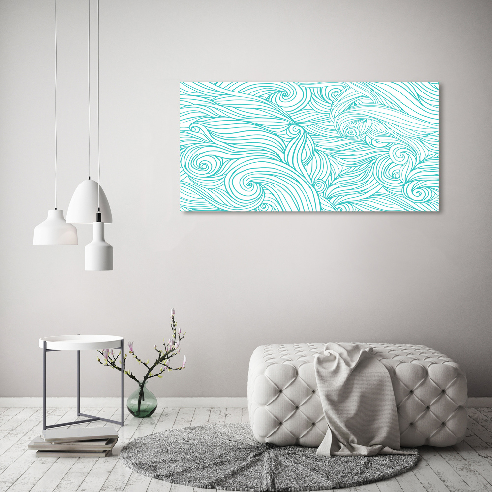 Tableau verre acrylique Vagues bleues