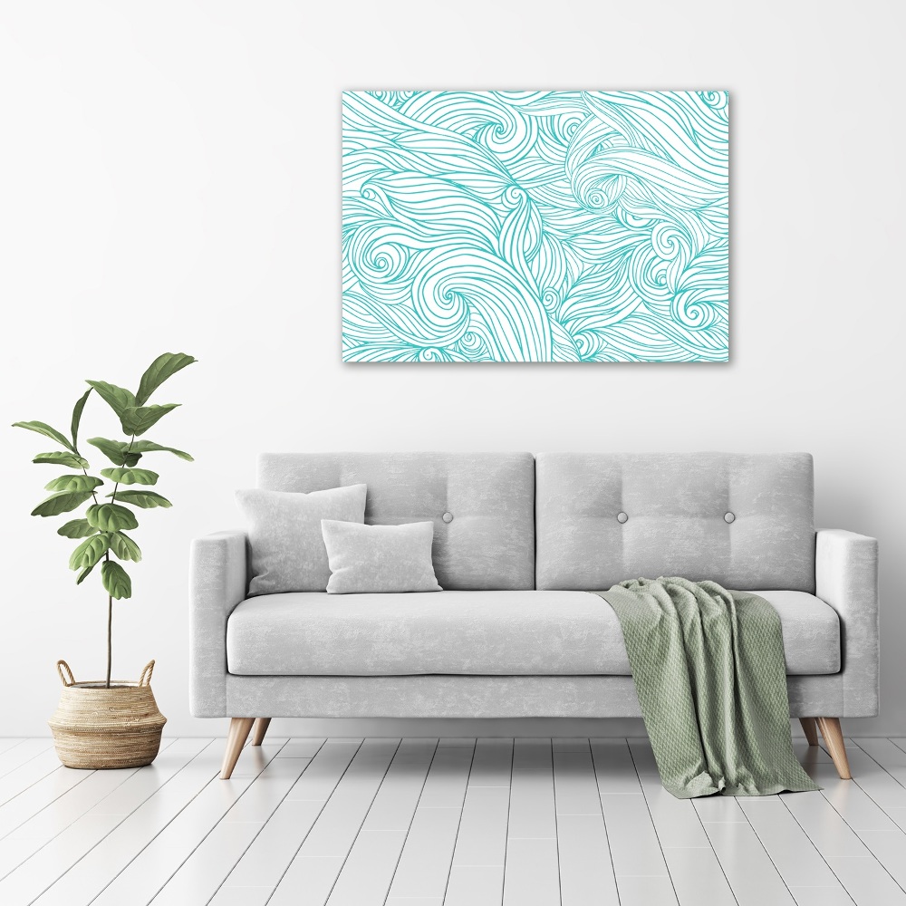 Tableau verre acrylique Vagues bleues