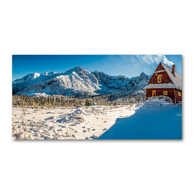 Tableau verre acrylique Chalet dans les montagnes