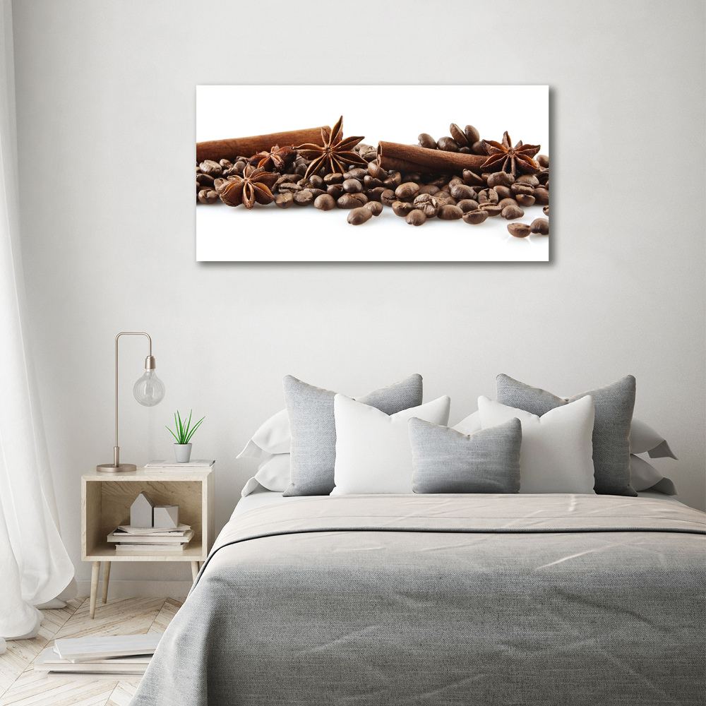 Tableau acrylique Grains de café cannelle