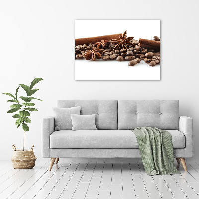 Tableau acrylique Grains de café cannelle