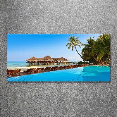 Tableau verre acrylique Piscine aux Maldives