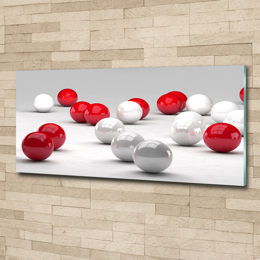 Tableau verre acrylique Boules rouges et blanches