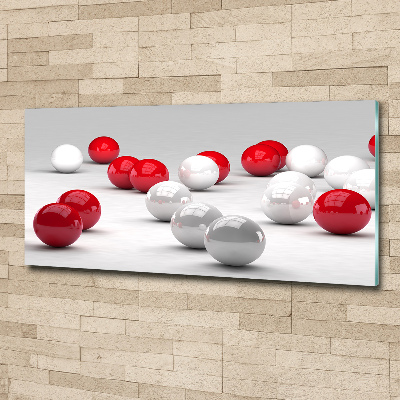 Tableau verre acrylique Boules rouges et blanches