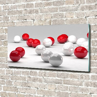 Tableau verre acrylique Boules rouges et blanches