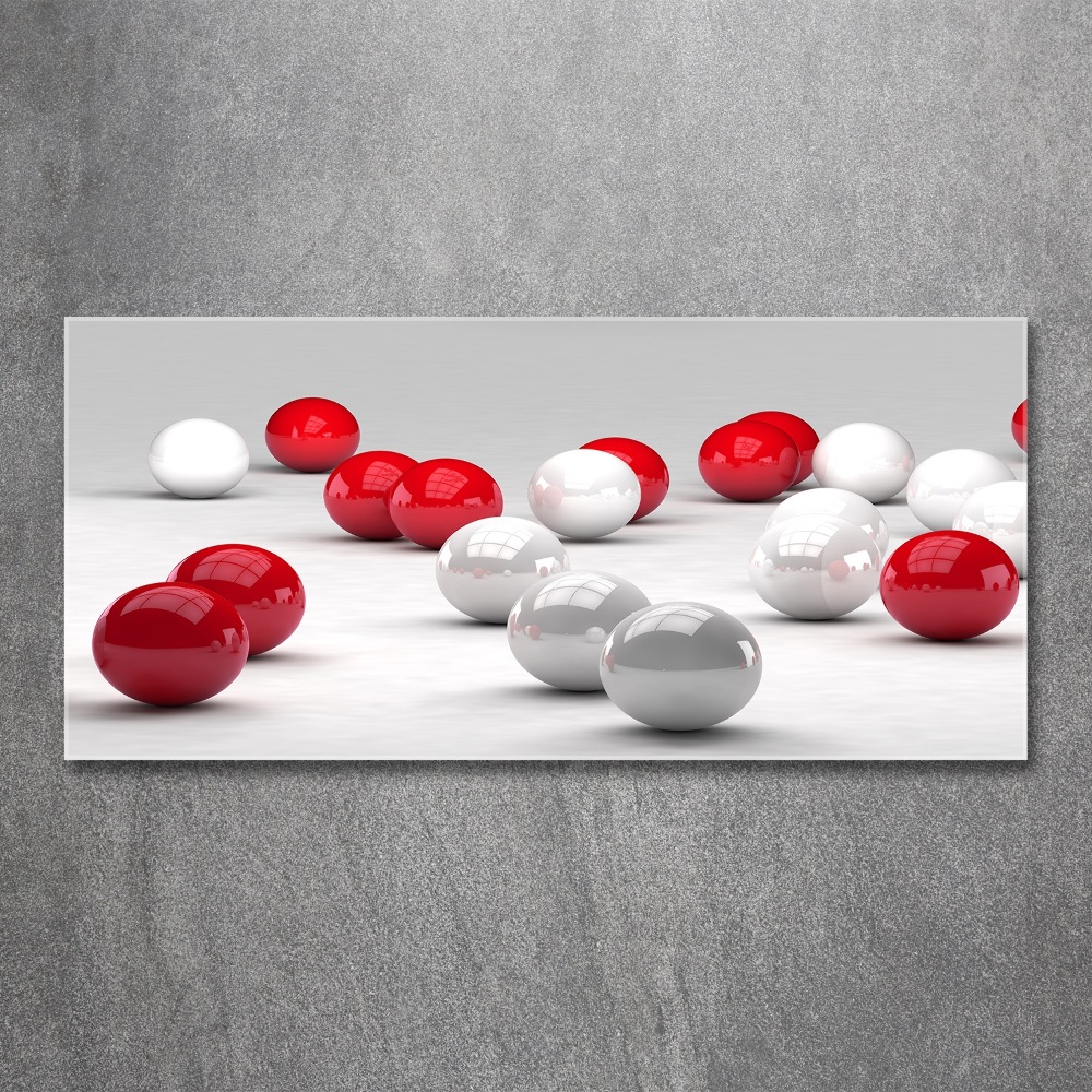 Tableau verre acrylique Boules rouges et blanches