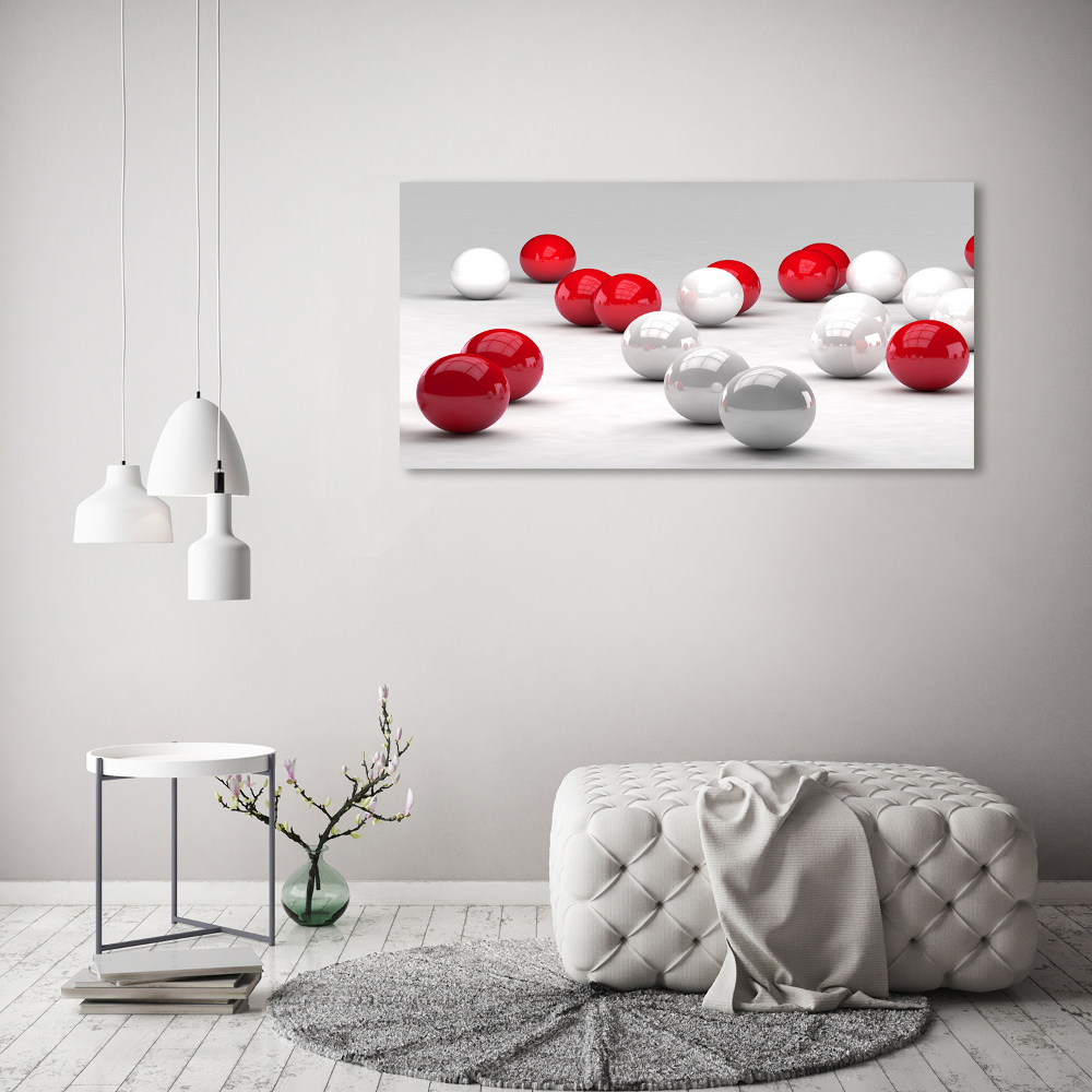 Tableau verre acrylique Boules rouges et blanches