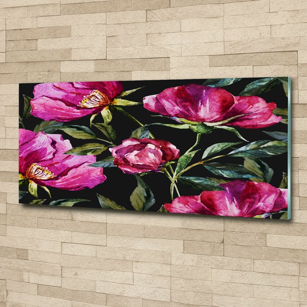 Acrylique tableau Pivoines roses