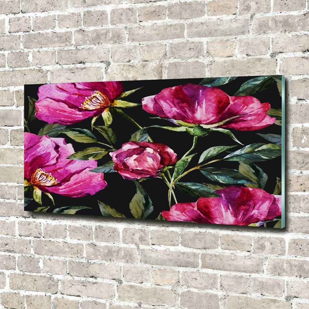 Acrylique tableau Pivoines roses