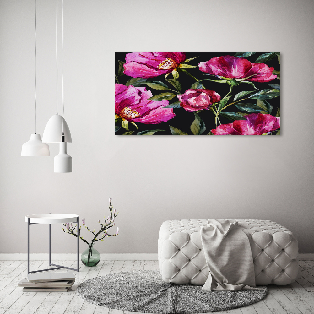 Acrylique tableau Pivoines roses