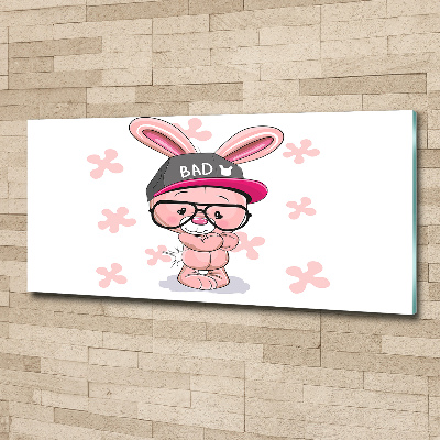 Tableau acrylique Lapin en casquette