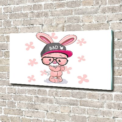 Tableau acrylique Lapin en casquette