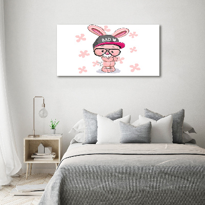 Tableau acrylique Lapin en casquette