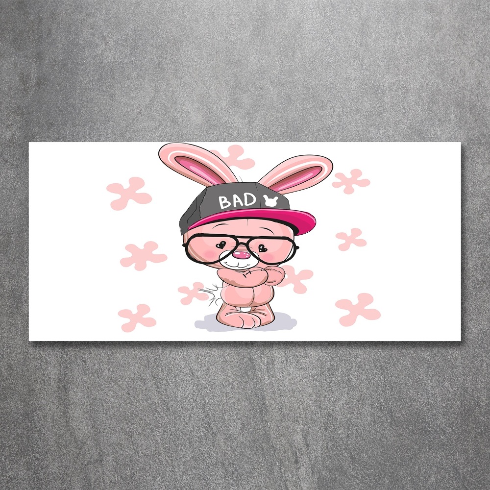 Tableau acrylique Lapin en casquette