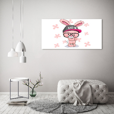 Tableau acrylique Lapin en casquette