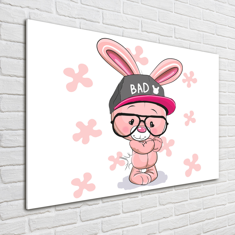 Tableau acrylique Lapin en casquette