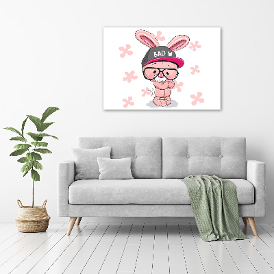 Tableau acrylique Lapin en casquette