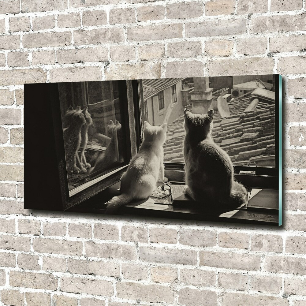 Tableau acrylique Chats à la fenêtre