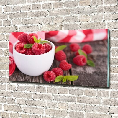 Tableau sur verre acrylique Framboises dans un bol