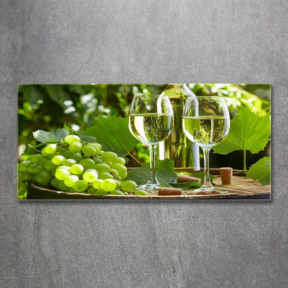 Tableau verre acrylique Vin blanc et fruits