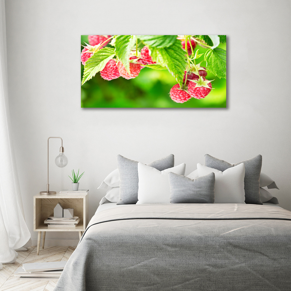 Tableau verre acrylique Framboises dans le jardin