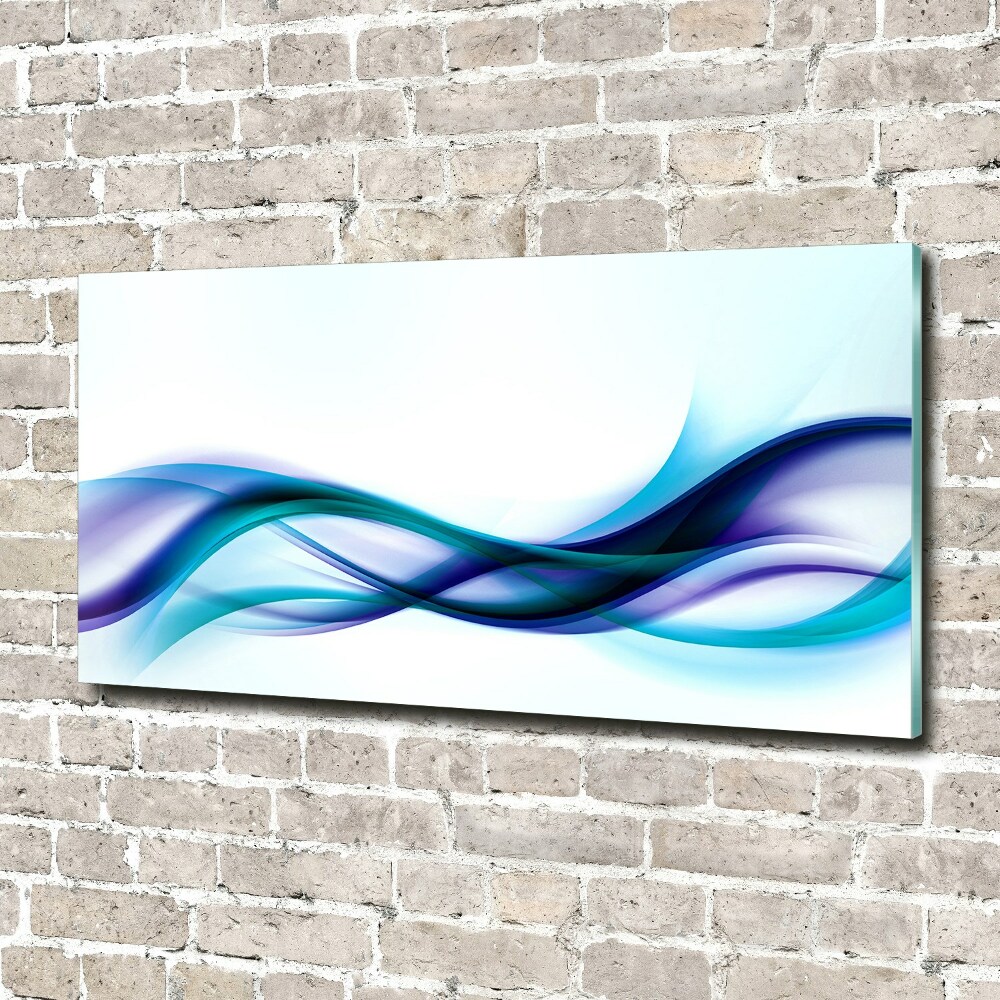 Tableau en acrylique Vagues abstraites bleues et violettes