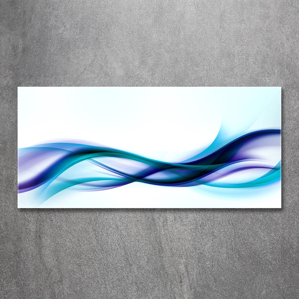 Tableau en acrylique Vagues abstraites bleues et violettes