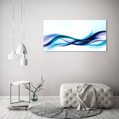 Tableau en acrylique Vagues abstraites bleues et violettes