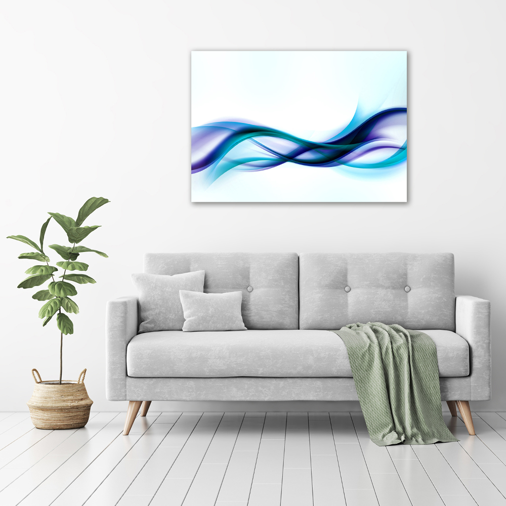 Tableau en acrylique Vagues abstraites bleues et violettes