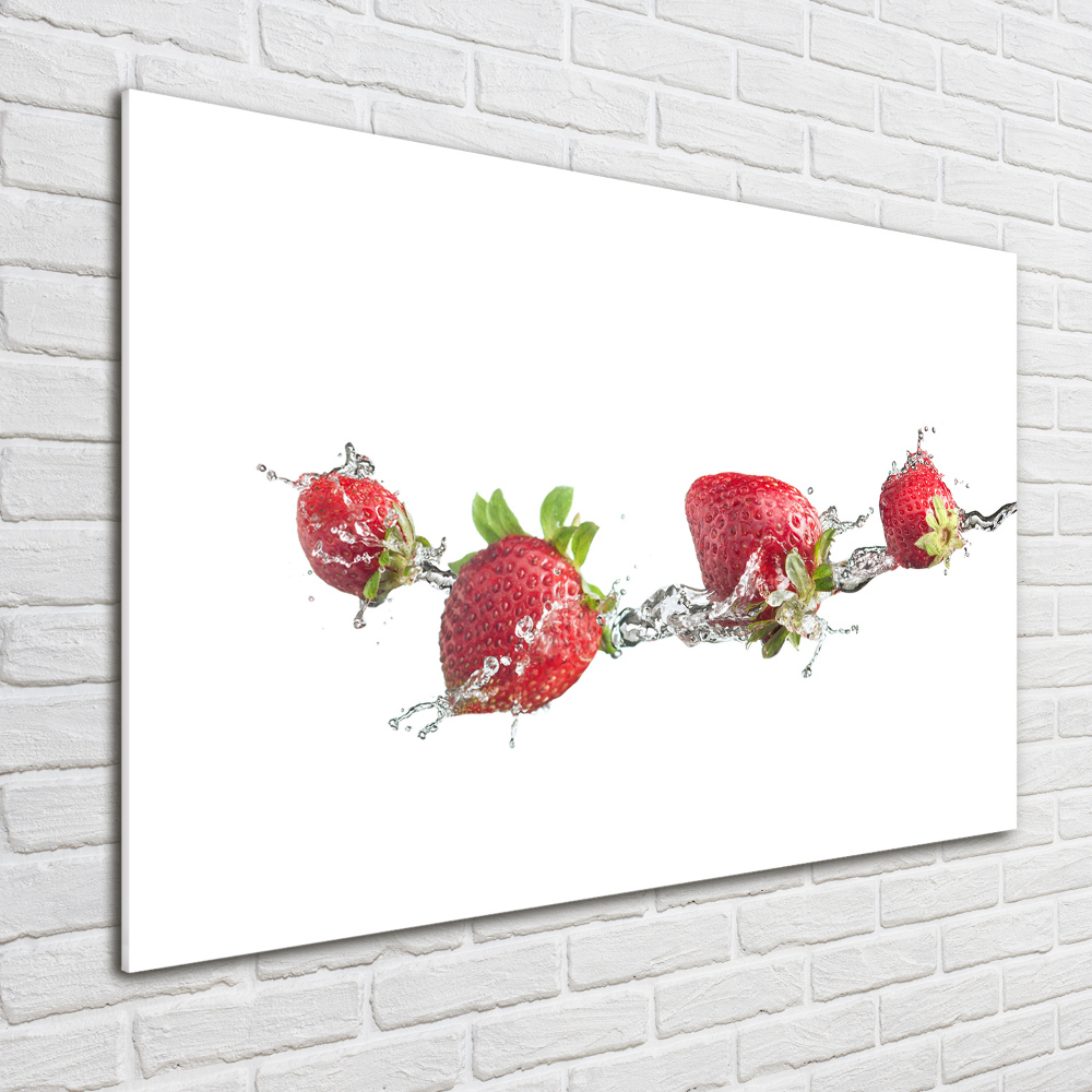 Tableau verre acrylique Fraises et eau