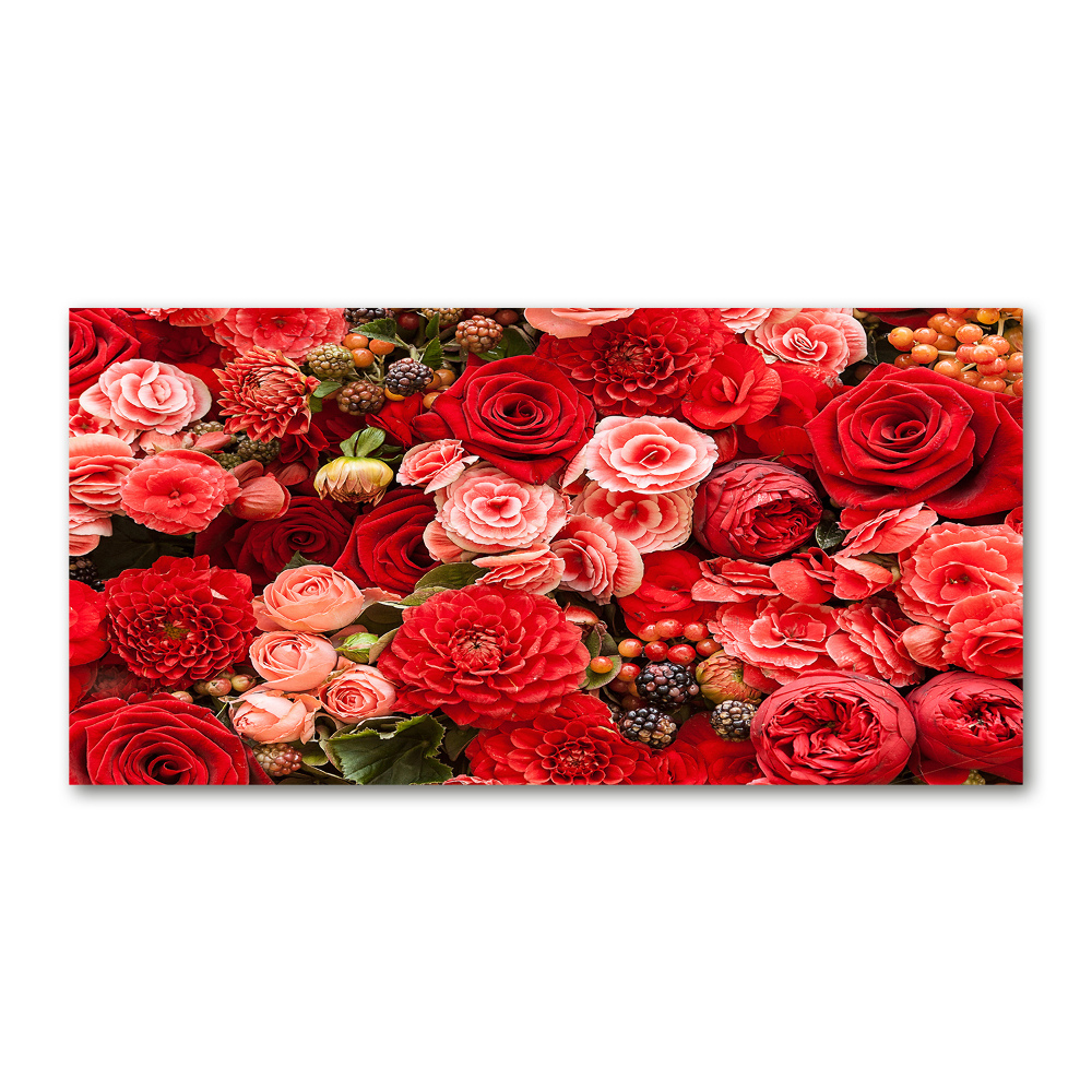 Tableau acrylique Fleurs rouges