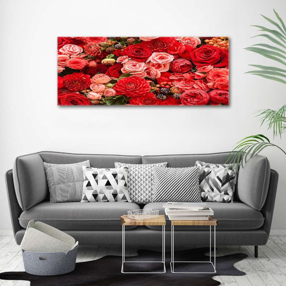 Tableau acrylique Fleurs rouges