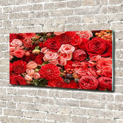 Tableau acrylique Fleurs rouges