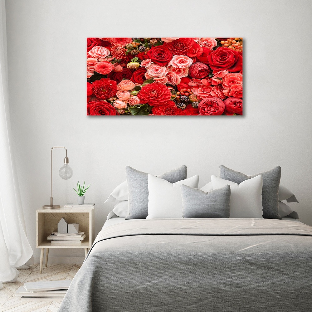 Tableau acrylique Fleurs rouges