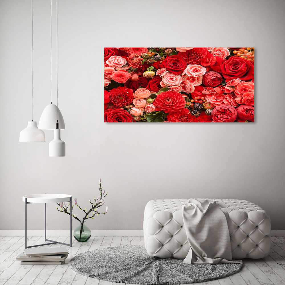 Tableau acrylique Fleurs rouges