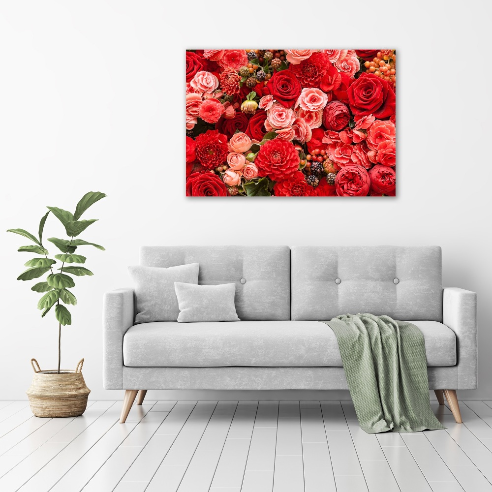 Tableau acrylique Fleurs rouges