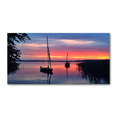 Tableau sur verre acrylique Voilier au coucher du soleil