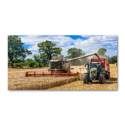 Tableau sur verre acrylique Moissonneuse-batteuse et tracteur