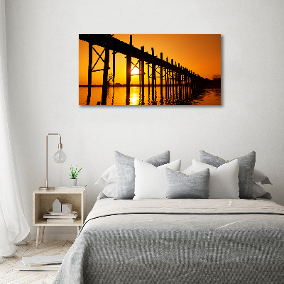 Acrylique tableau Le pont du coucher de soleil