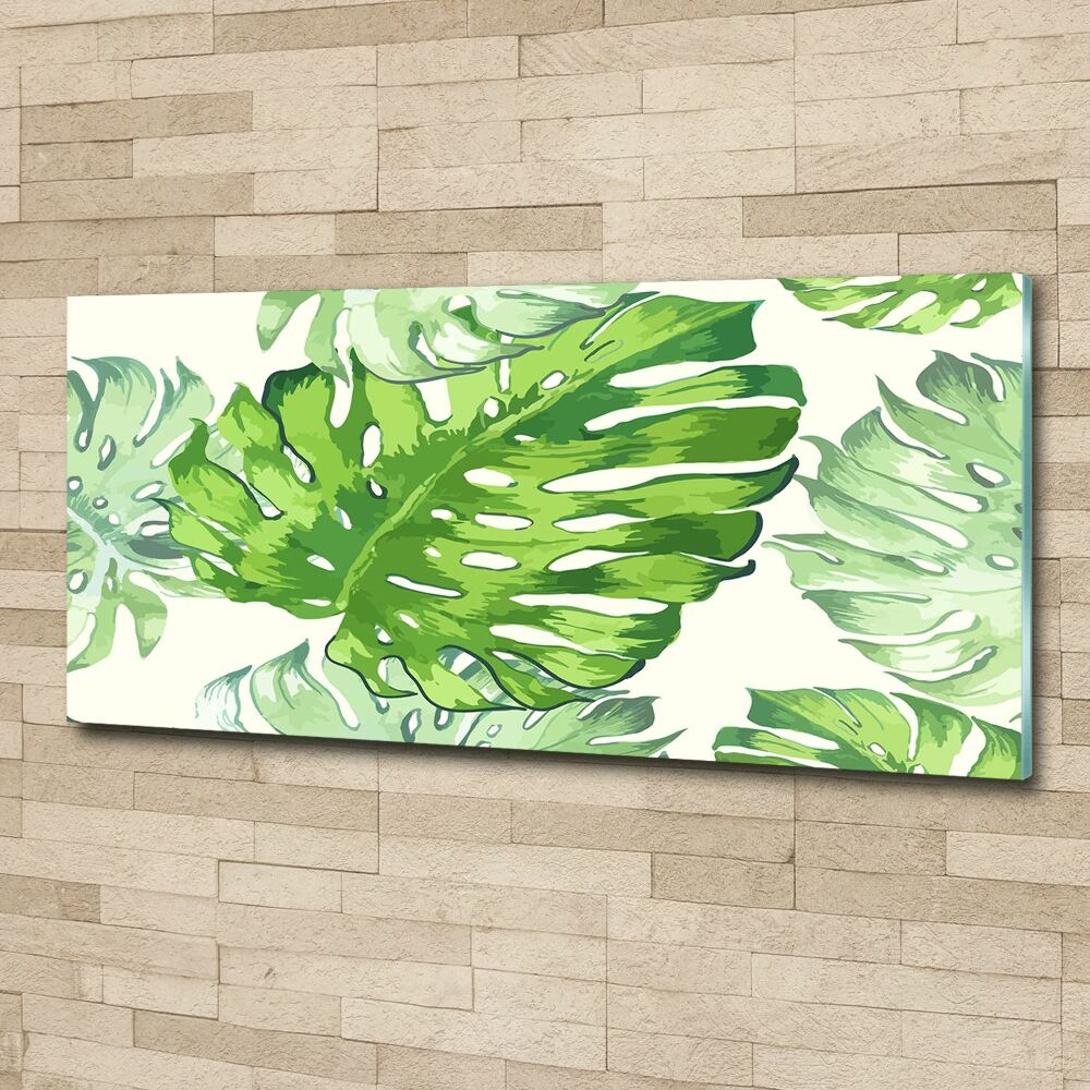 Tableau verre acrylique Feuilles tropicales monstera