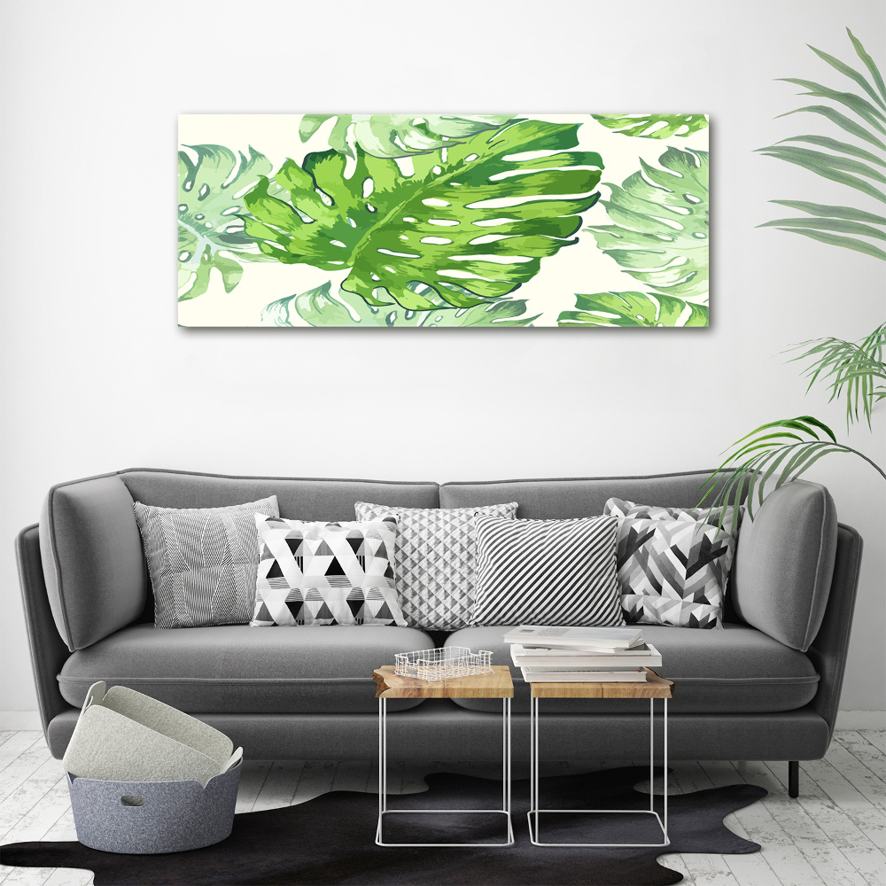 Tableau verre acrylique Feuilles tropicales monstera