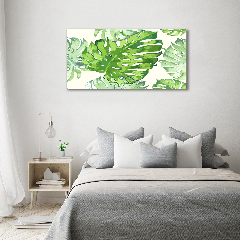 Tableau verre acrylique Feuilles tropicales monstera